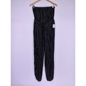 Out From Under Black Striped Strapless Jumpsuit Women’s Size‎ Medium NEW